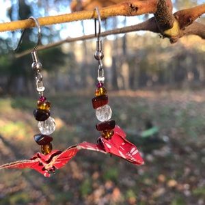 One of a kinda origami butterfly earrings.